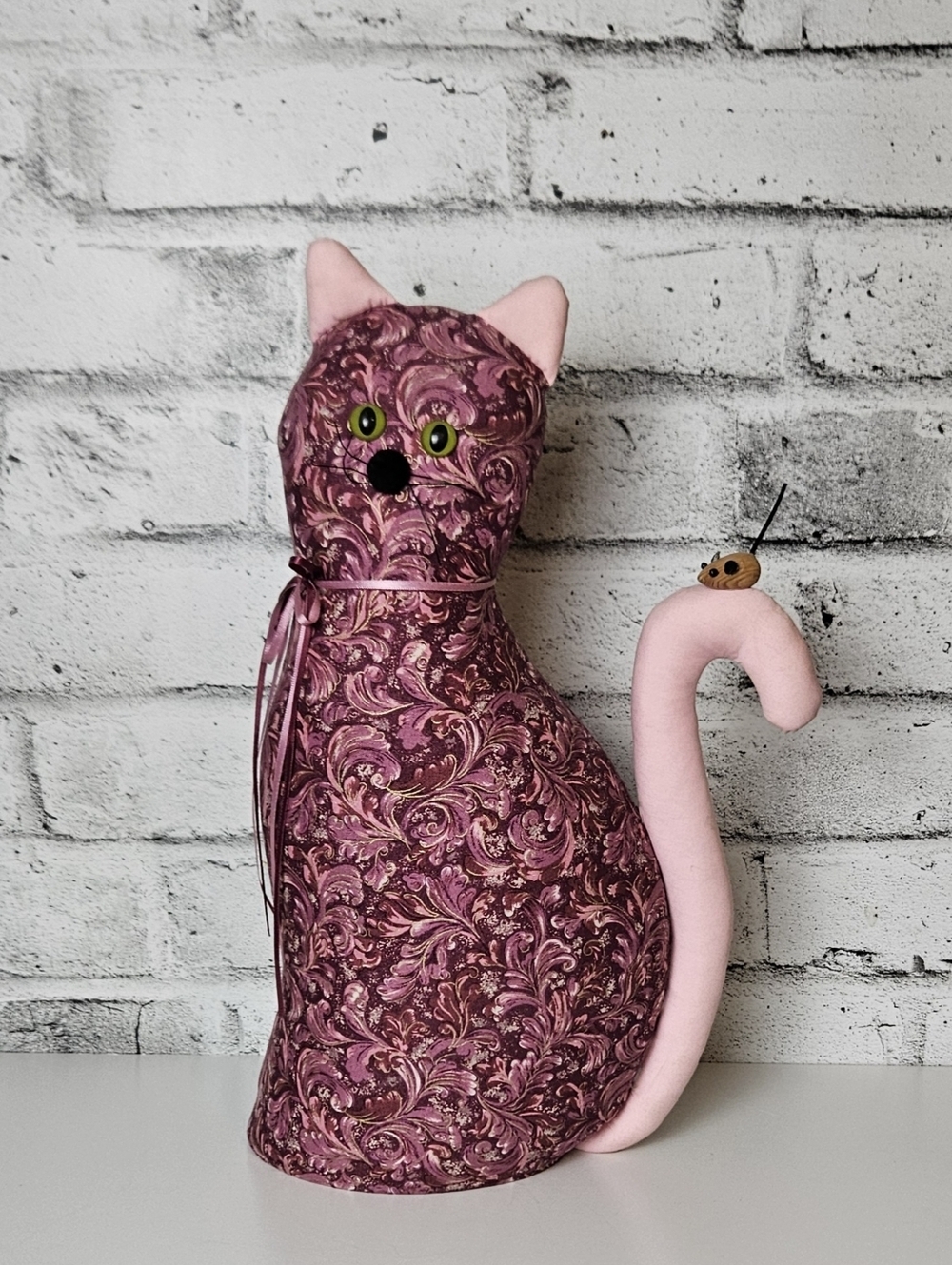 Handmade Cat Door Stop Weighted Fabric Doorstop Decor 16"